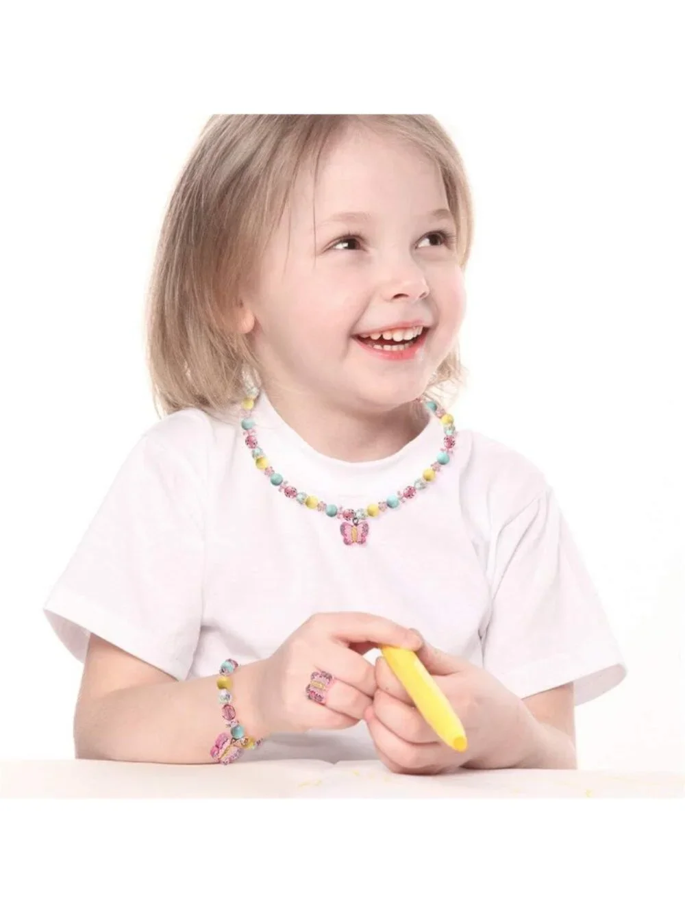Butterfly Stretch Necklace & Bracelet Set for Little Girls - Toddler Jewelry